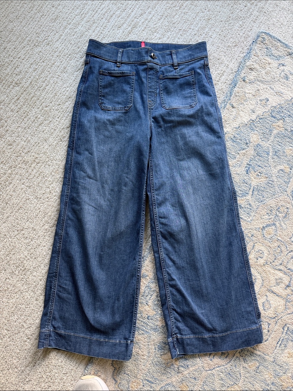 SPANX Dark Blue Wide-Leg High-Rise Jeans